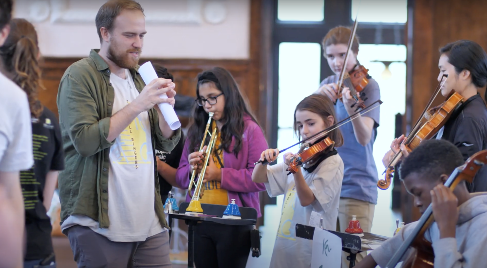 Danny Clay working with young musicians
