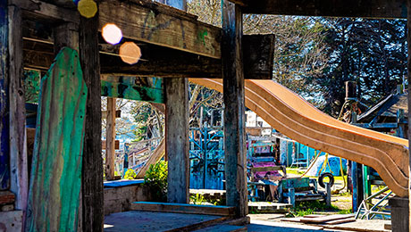 Wood play structure and slide