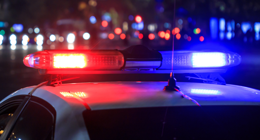 Police lights at night