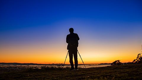Silhouette of person at sunset