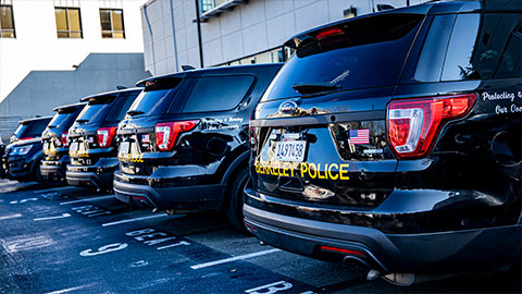 Parked police cars