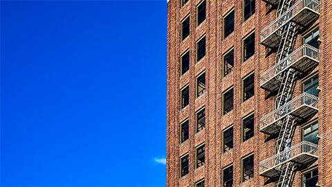 Brick apartment building