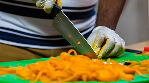 Chopping carrots