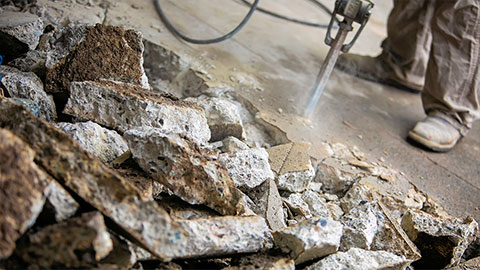 Jackhammering pavement