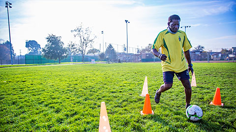 Person playing soccer