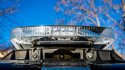 Lights on a police car