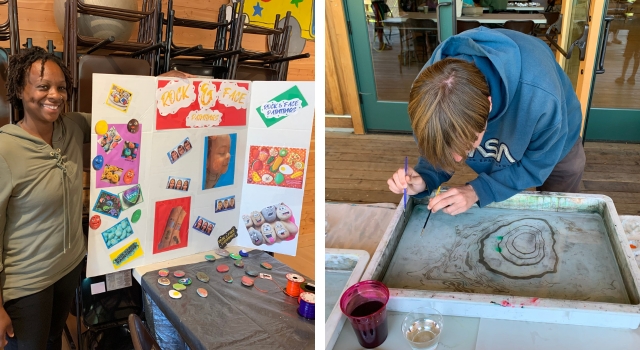 Berkeley Tuolumne Camp campers participating in arts and crafts