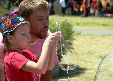 CIT Counselor working with a Berkeley Day Camp Participant