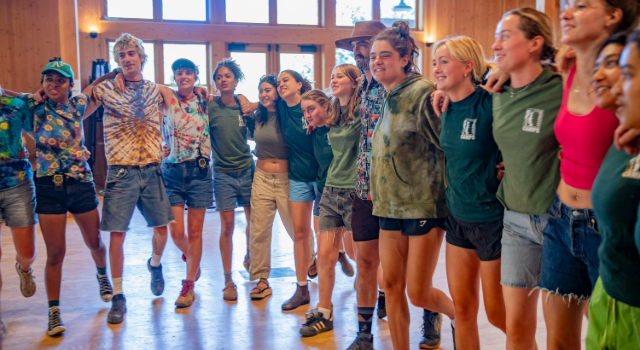 Berkeley Tuolumne Camp Staff performing a camp chant 