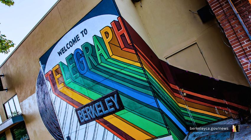 A welcome to mural of Telegraph Avenue in Berkeley