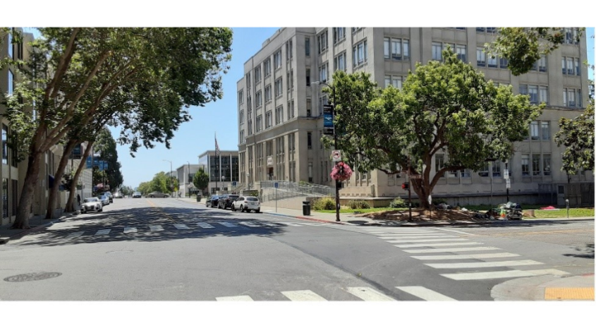 Existing conditions Milvia Street at Center Street (facing south)
