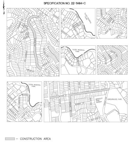 Map showing construction areas
