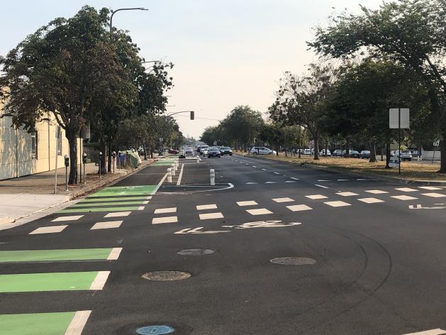 Adeline Street visible crosswalks and bike lanes